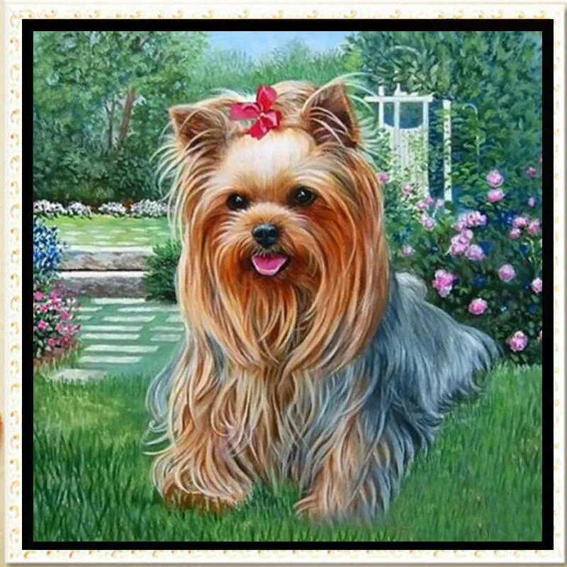 YGS-543 DIY 5D Partial Diamond Embroider The dog Round Diamond Painting Cross Stitch Kits Diamond Mosaic Home Decoration