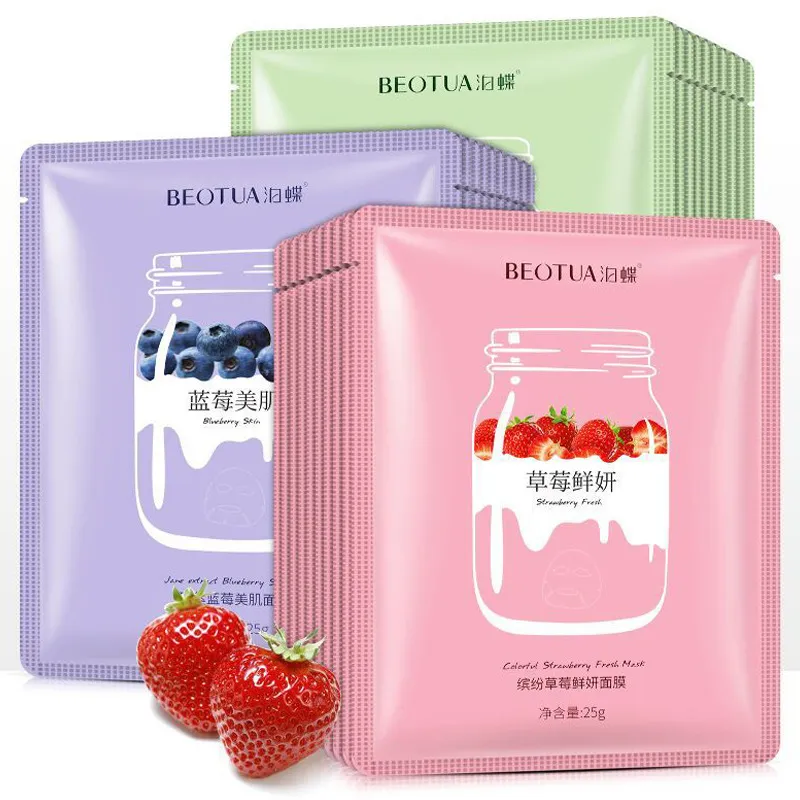 BEOTUA Natural Fruit Extract Facial Mask Blueberry, Strawberry, Avocado