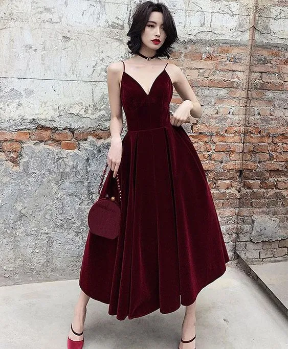 Burgundy tea on sale dress