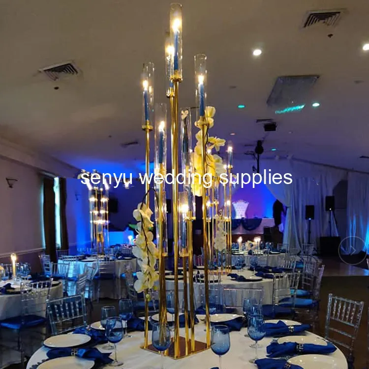 Nuovo stile Forniture per matrimoni centrotavola decorazione candelabri in acrilico di cristallo senyu0151