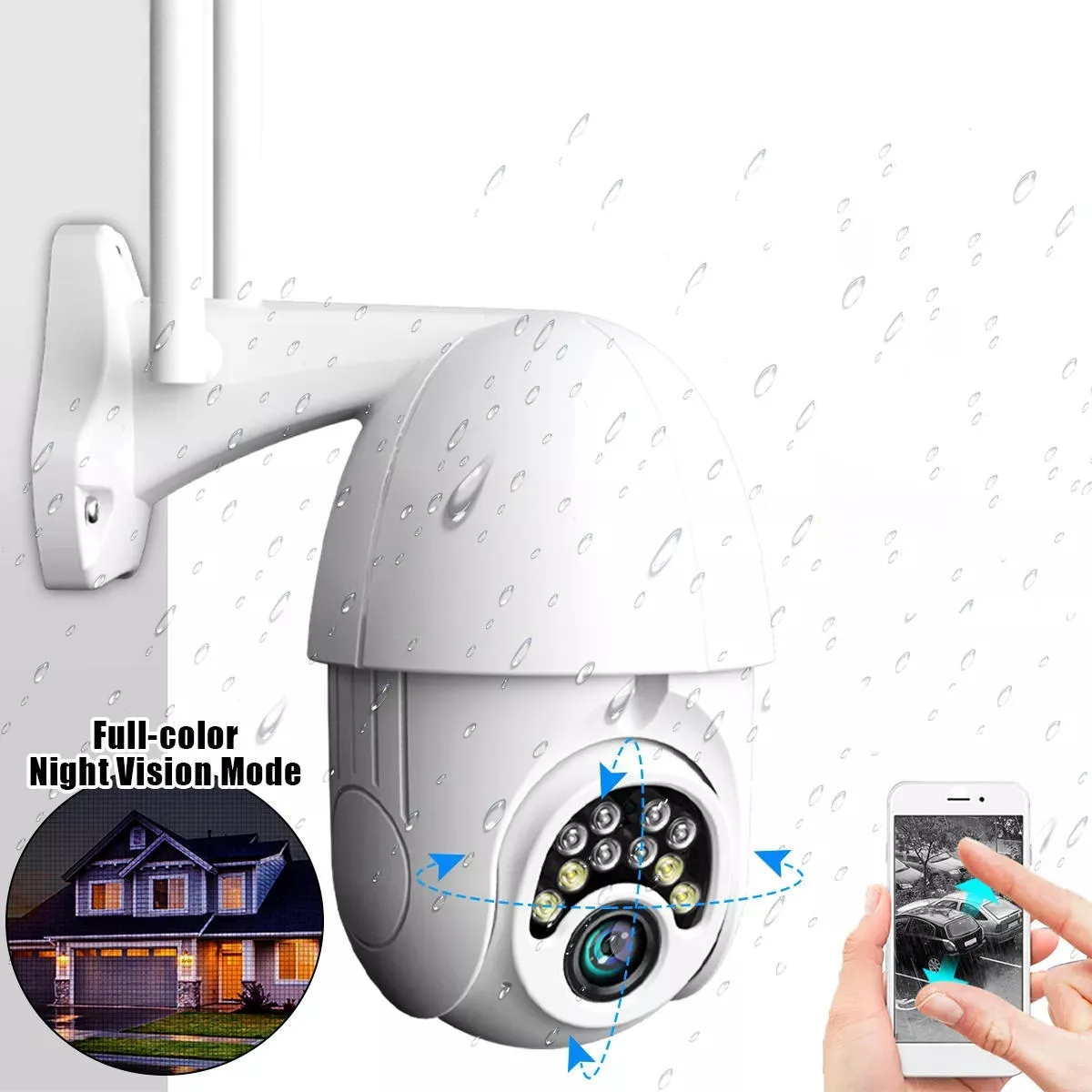 10LED 5X Zoom HD 2MP IP Security Camera WiFi Wireless 1080P Outdoor PTZ Waterproof Night Vision ONVIF - EU plug