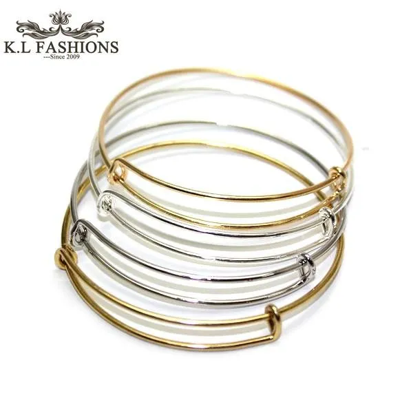 Neue Mode Silber Gold Draht Armreif Für DIY Perlen Kleine Charme Expandable USA Armband Trendy Accessoires Großhandel