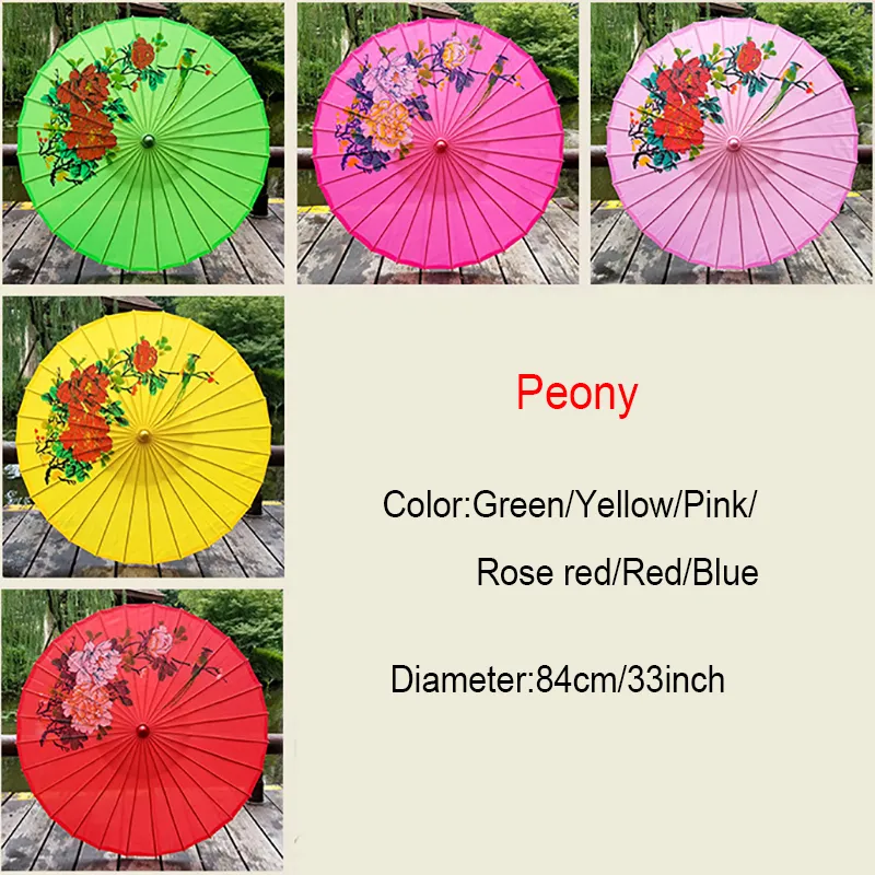 82CM Traditional Silk Fabric Paper Japanese Umbrella With