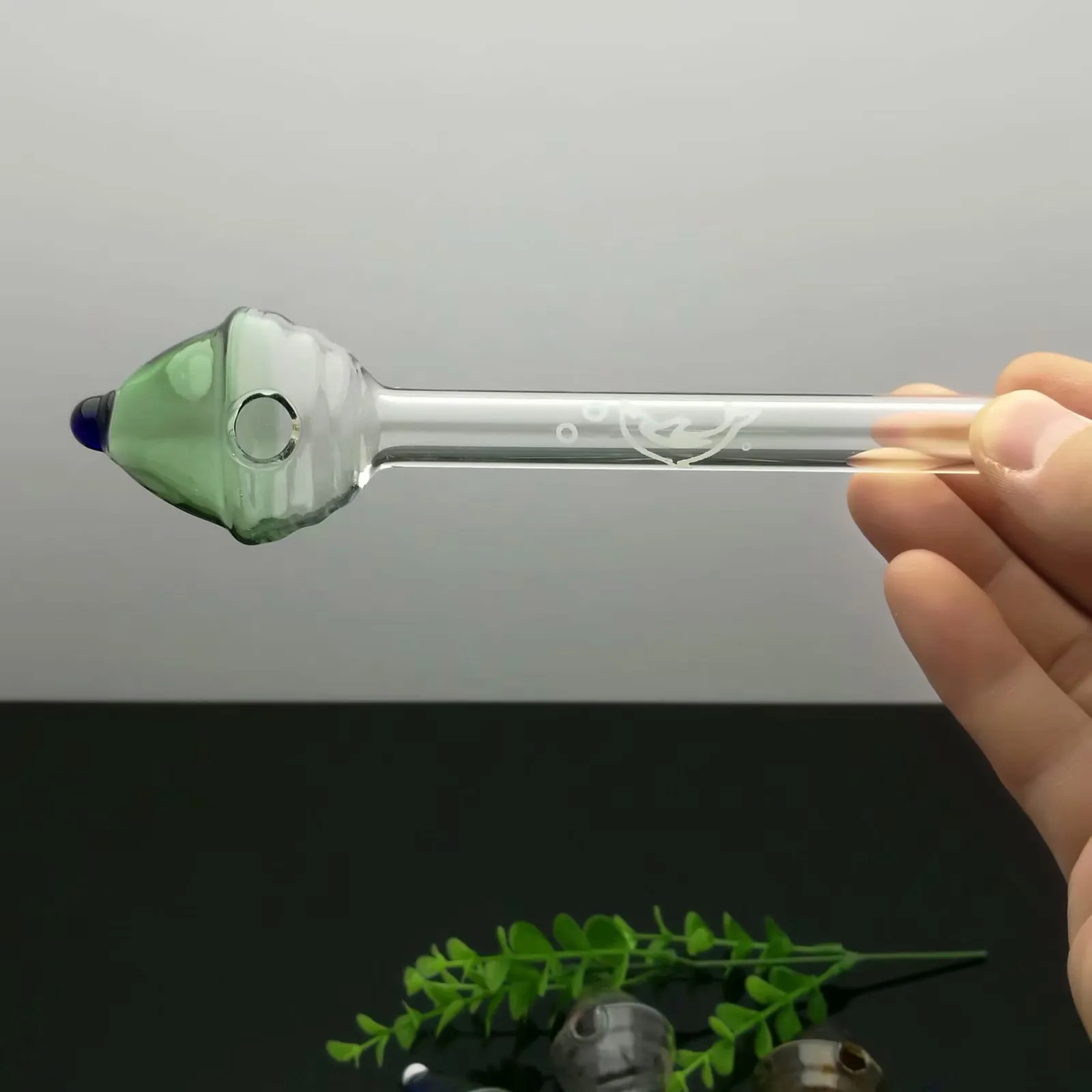 Colored Cap Dolphin Printed Direct Burning Pot Glass Bongs Glass