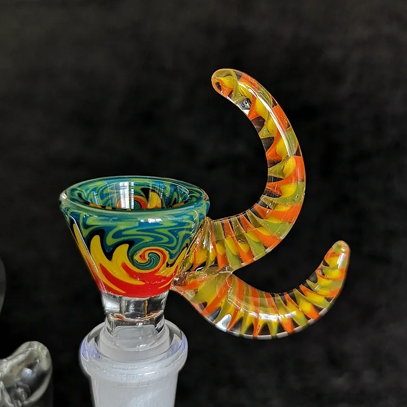 Heady Glass Bowl Bong Bowls con mango Slide 14mm Male Joint Bowl Accesorios para fumar para vidrio Agua Bong Dab Rigs Cera Hierba Tabaco