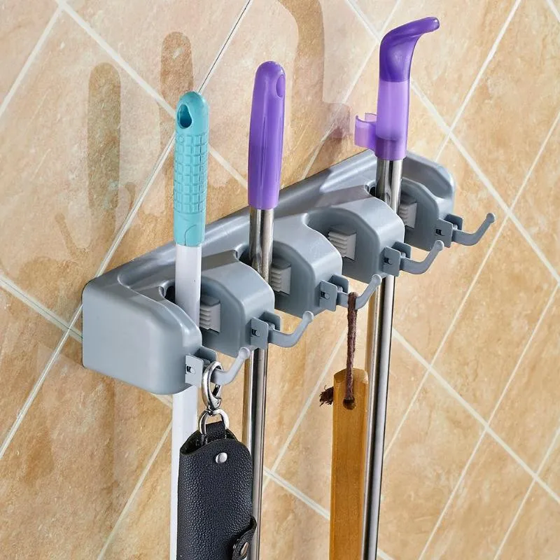 Cozinha Organizador Mop Titular 5/4/3 Posição Escova Broom Hanger armazenamento Rack Household Mop escova cabide de cozinha Gadgets