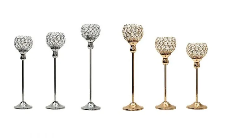 New Crystal Metal Candle Tealight Holders Stand Candelieri Candelabro per la tavola della festa nuziale Centrotavola Candelabro Decorazione domestica