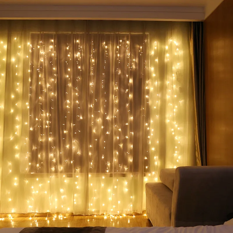 3X3M Corda de LED Luzes de LED de Natal Cortina Guirlanda de Fadas Decorativa Ao Ar Livre Interior Casa Decoração de Casamento Net Light