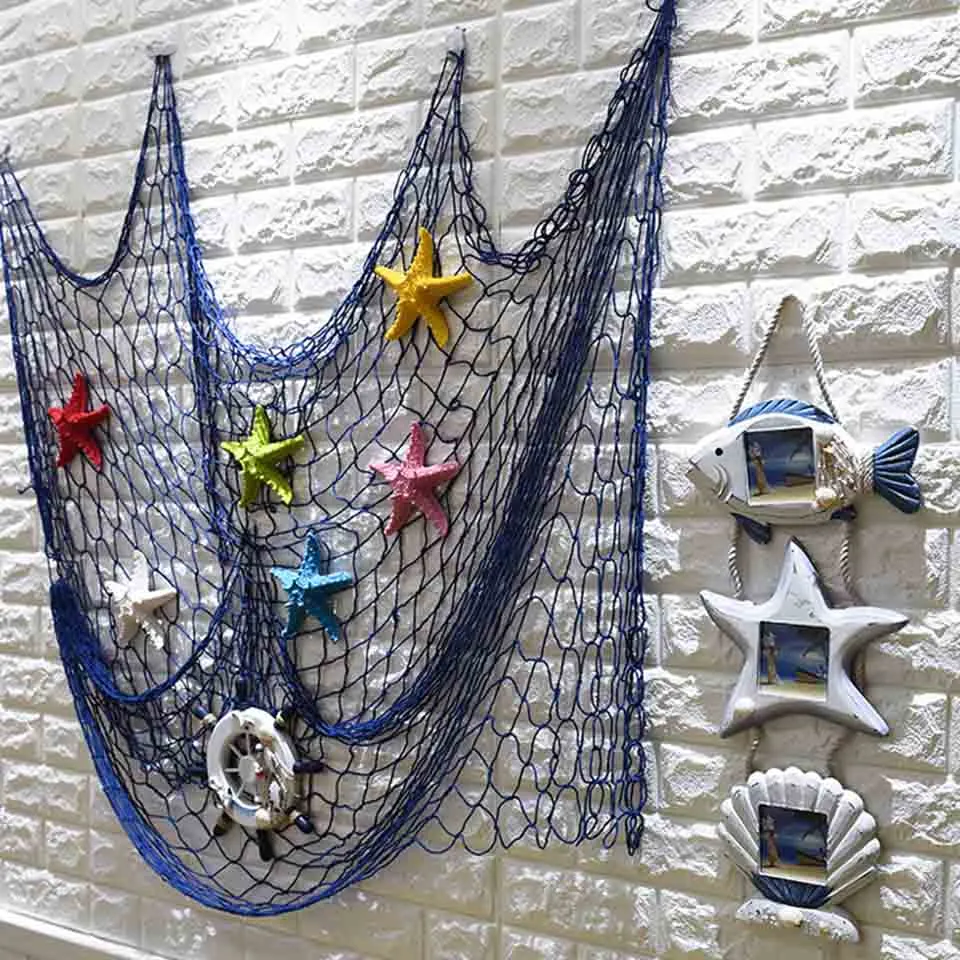 Tronzo Mermaid Party Fishing Net Mermaid Party Decorations 100x200cm White  Blue Hanging Mermaid Net Birthday Home Wall Decor