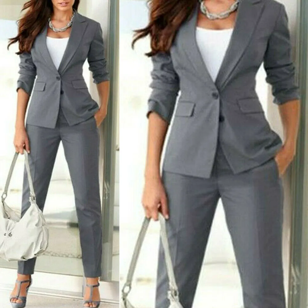 Custom Made Gray Two Button Formal Ladies Trouser Suits For Women Perfect  For Office, Mother Of The Bride, And Work Wear From Greatvip, $72.05