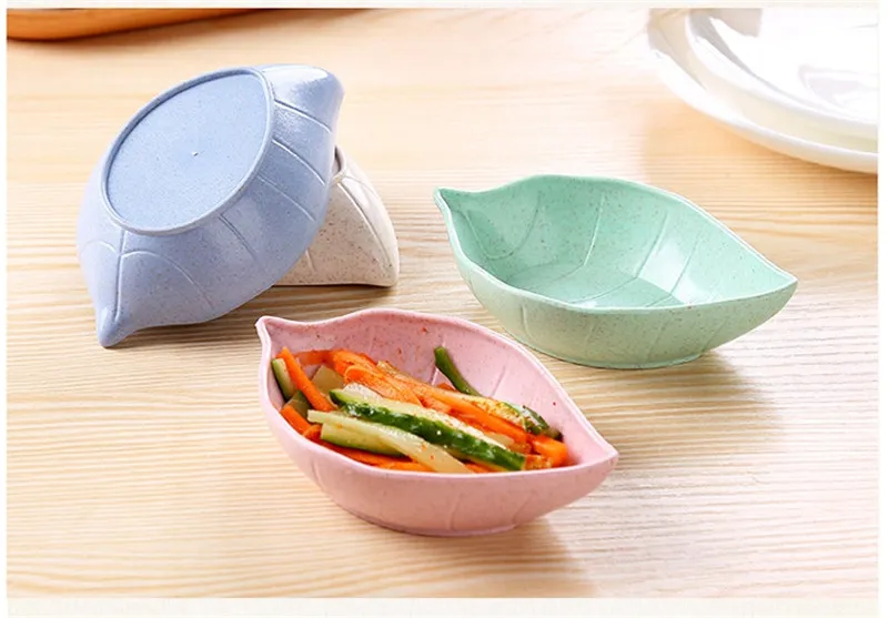 Creative Leaves Wheat Straw Soy Sauce Dish Rice Bowl Sub Plate Japanese kitchen Tableware Food Container