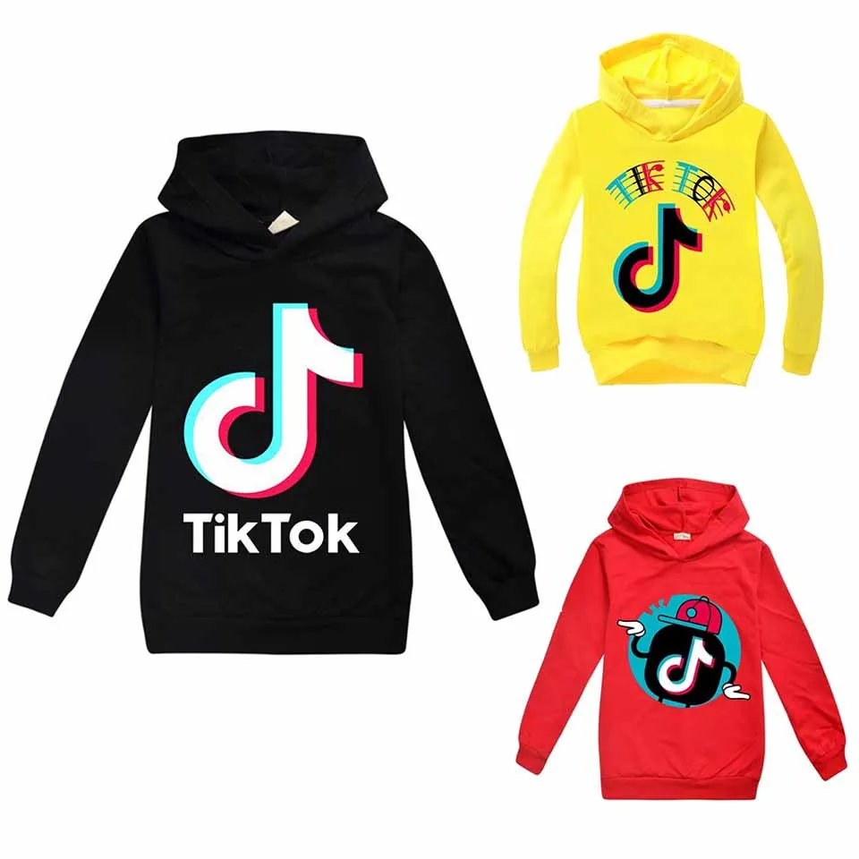 Tik Tok Unisex Çocuklar Uzun Kollu Hoodies Erkek / Kız Tops Genç Çocuk Kazak Ceket Kapüşonlu Ceket Rahat Pamuk Giyim