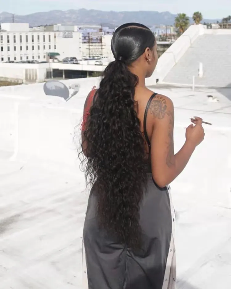 Sleek ponytail sales with weave