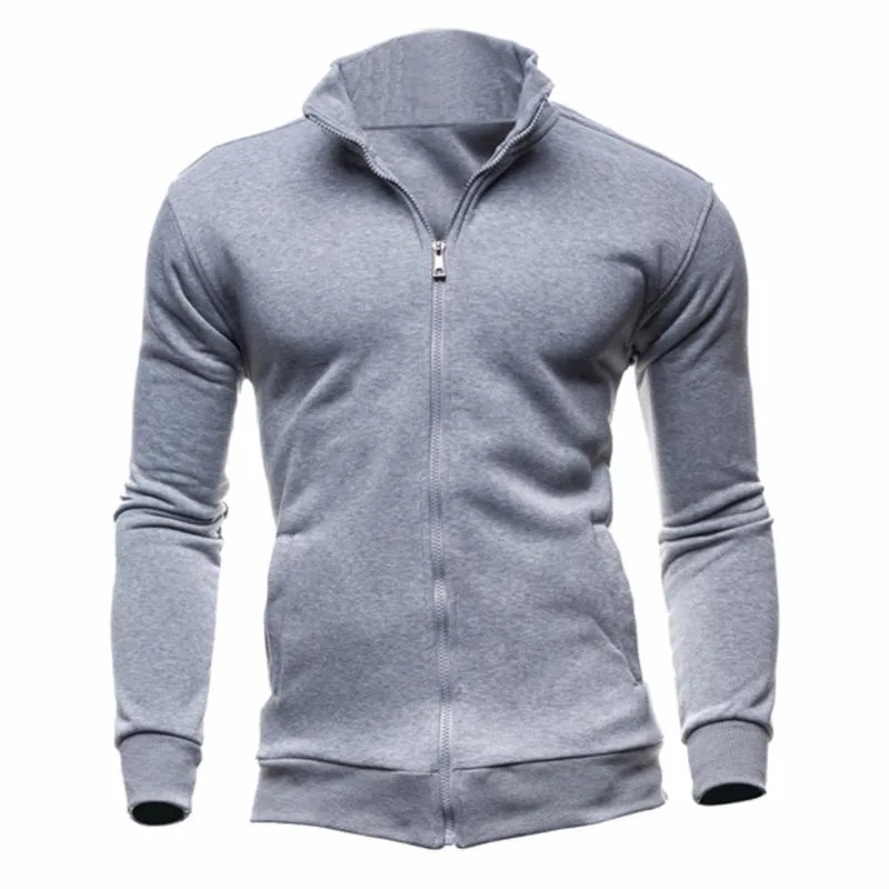 Märke Kläder Mäns Sweatshirt Zipper Cardigan Jacka Coat Male Jacket Fashion Stand Collar Mens Höst Sweatshirt