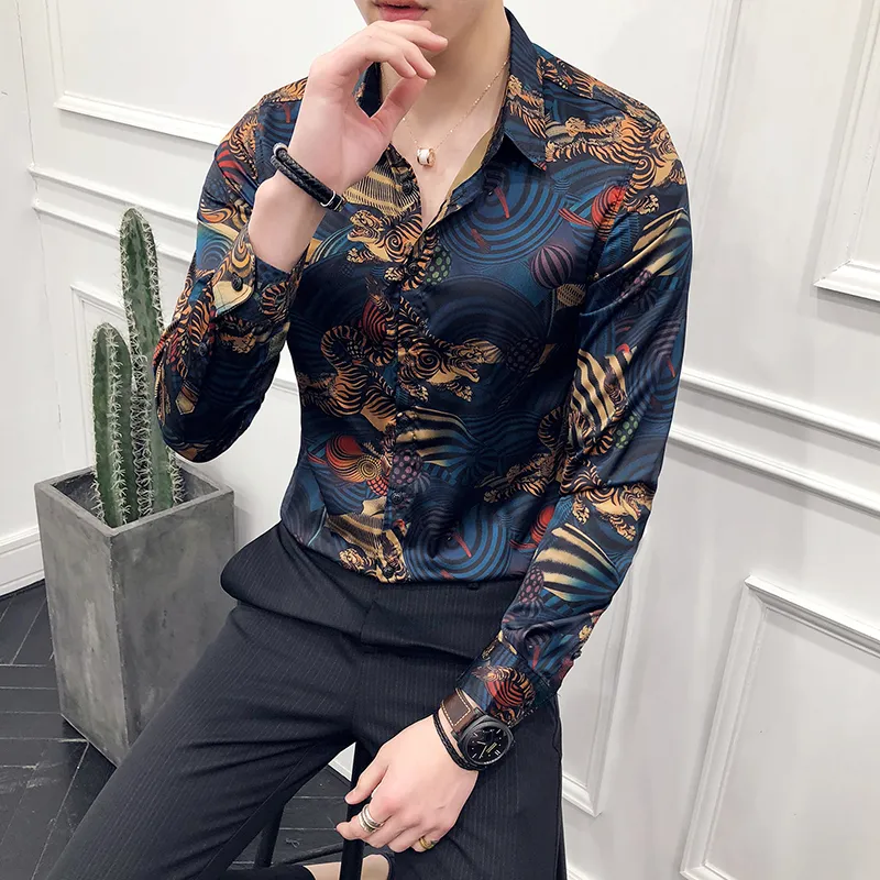 Hot Sale Shirt Men Fashion 2019 Långärmad Tuxedoskjorta Klänning All Match Slim Fit Casual Men Night Club Party Tuxedo 3XL-M