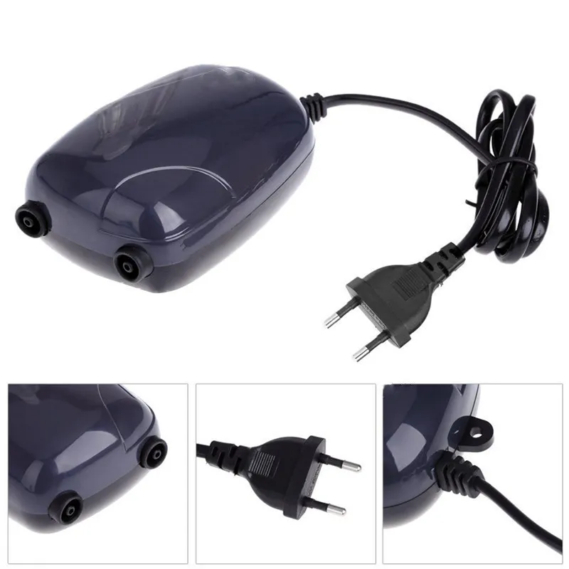 220V 3W 5W Aquarium Air Pump Fish Tank Mini Compressor Single Double Outlet Oxygen Pumps With Accessories Stone Check Valve Tube3