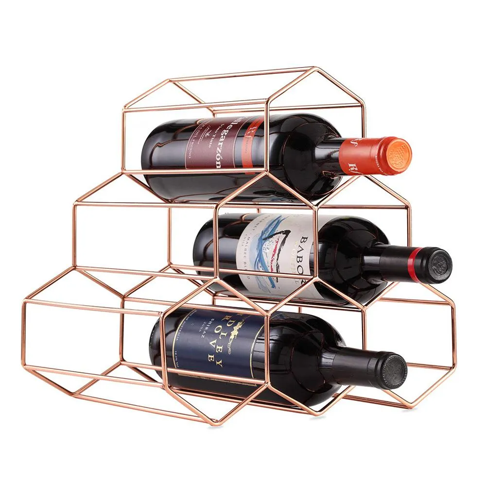 Tablero de vino bastidores Rack Whisky Mostrar estante Metal 6 Botella Monte Cocina Holder Holder Organizador para Amantes