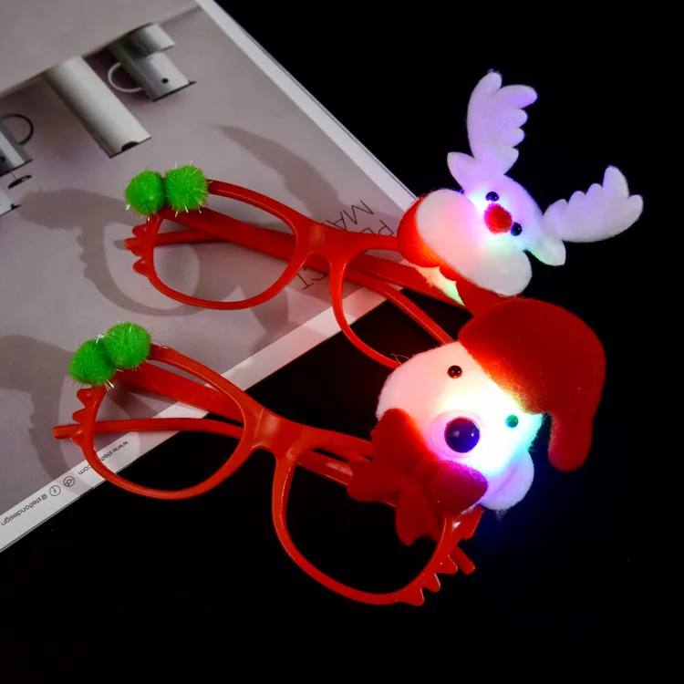 Children and adults dress up in glasses for Christmas shine Santa Claus glasses festive mood decorations small gifts Led Rave Toy