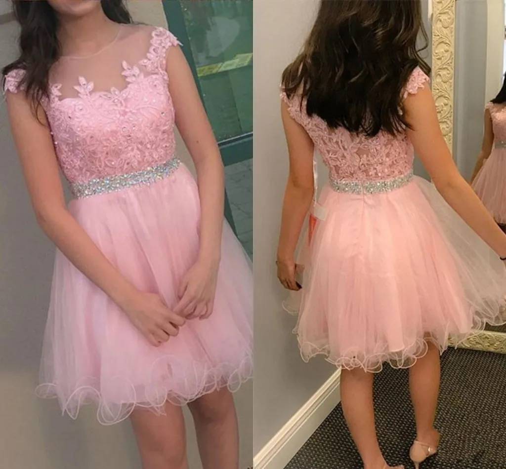 Pretty Pink A Line Pink Tulle Homecoming Dress With Appliques And