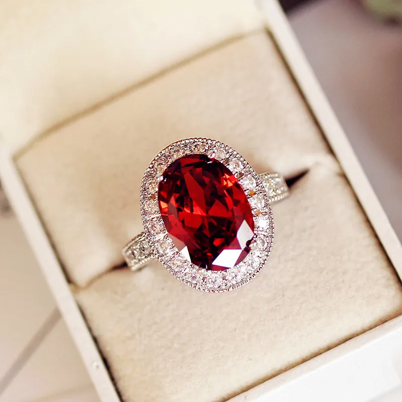 Luxury Male Female Big Oval Ring Charm 925 Sterling Silver Red Stone Ring Promise Wedding Engagement Rings For Men And Women From Rocketer 23.32 DHgate.Com