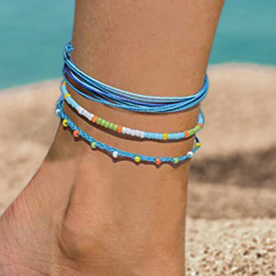 12 st rep flätade vsco fot anklet sead pärlor barfota armband vänskap anklets för kvinnor tjejer bohemiska strandben smycken grossist