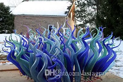 Nueva llegada arte Murano estilo lámpara de pie de vidrio azul escultura de vidrio soplado a mano decoración de pie pasillo del hotel sala de estar de lujo