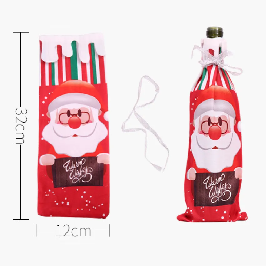 Coomir Christmas Wine Bottle Cover Knitted Bag Xmas Party Dinner Table Decoration 