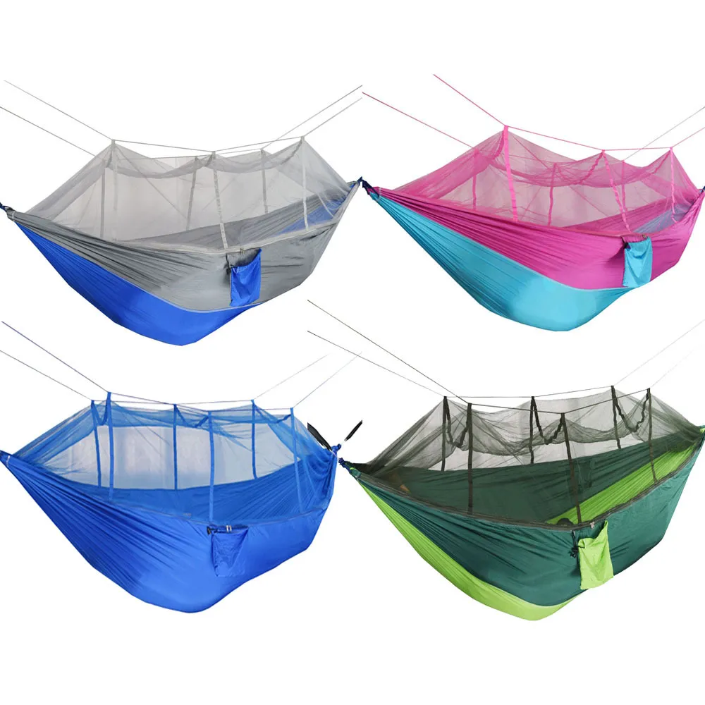 Myggnät Hängmatta 12 färger 260 * 140cm Utomhus Parachute tygfält Camping Tält Garden Camping Swing Hängande Bed C6235