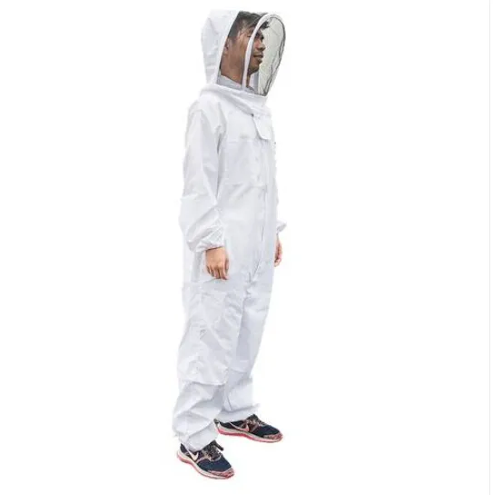 Free shipping New Professional Polyester Cotton Full Body Beekeeping Suit with Veil Hood Beekeeping supplies Anti-bee service Size L XL XXL