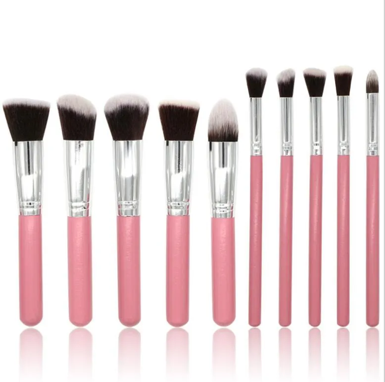 10PCS Makeup Borstar Set Trä Make Up Brush för ansikte / Ögonbryn / Cheep / LP / Concealer Makeup Kits 6 Typ