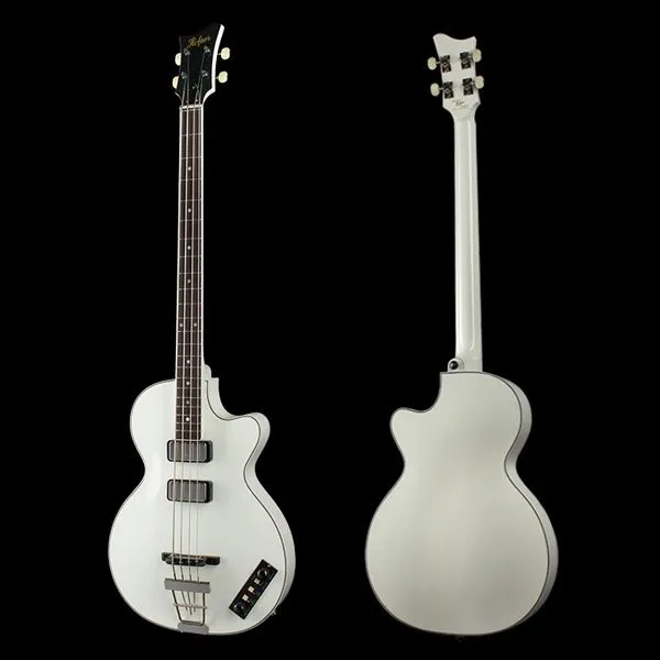 125. rocznica 1950S Hofner Współczesna HCT 500/2 Club Club Bass White Electric Bass Gitara 30 cali Krótka skala, Biała Pearl Pickguard