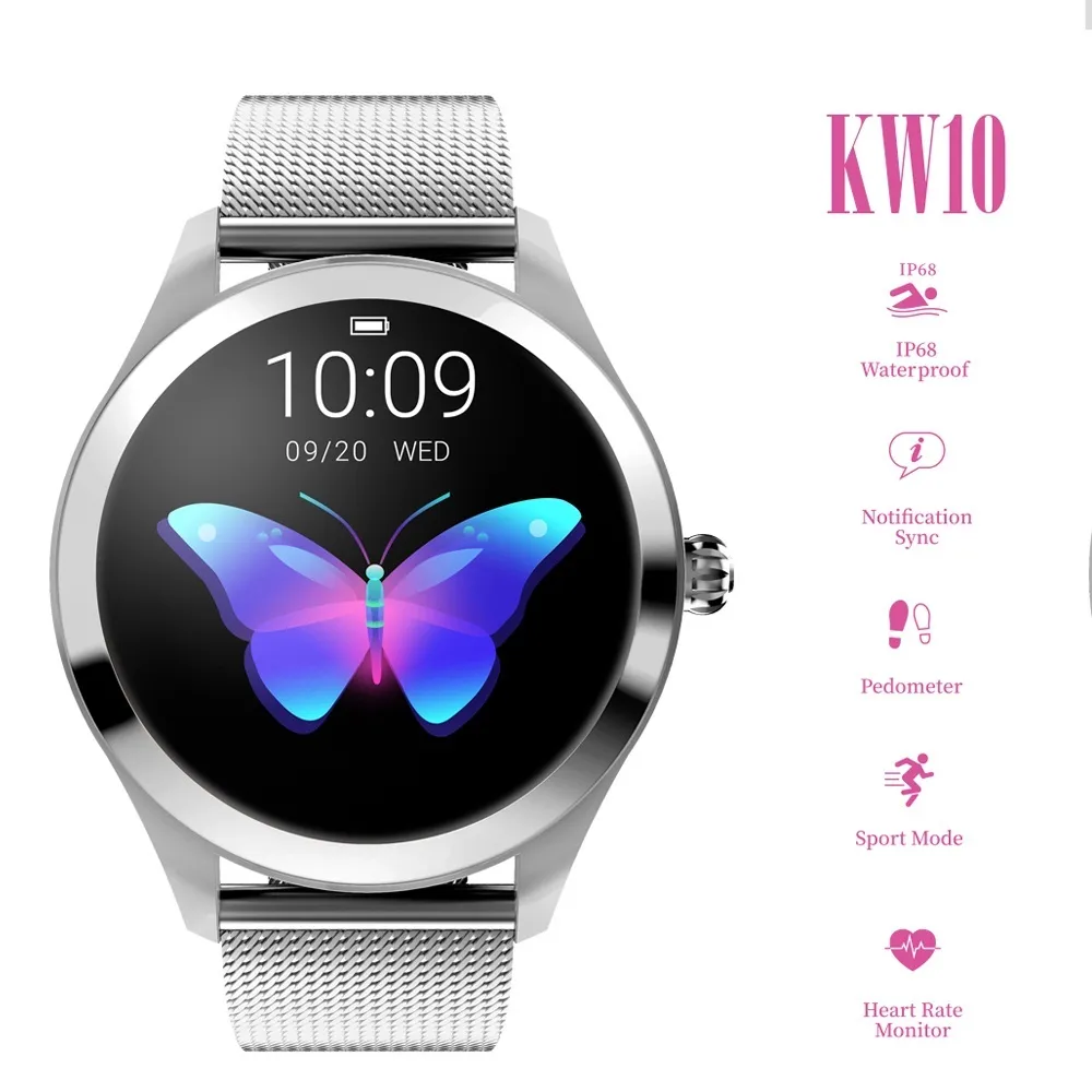 KW10 Smart Watch Women 2019 IP68 Waterproof Heart Rate Monitoring