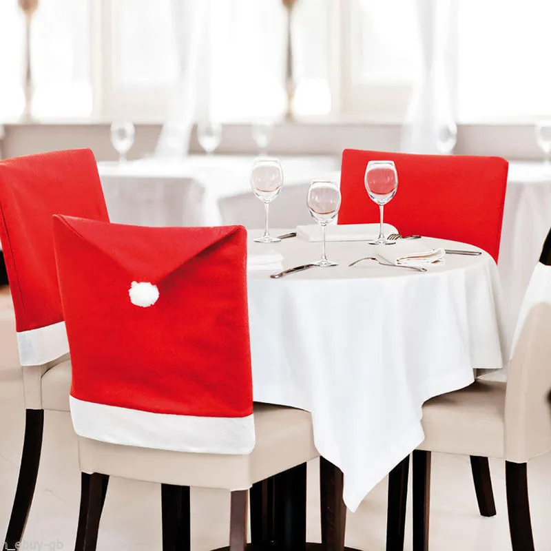 Christmas Chair Covers Red Non-Woven Santa Clausule Tafel Diner Diner Home Decoraties Ornamenten Party Decor 50 * 60cm XD21098