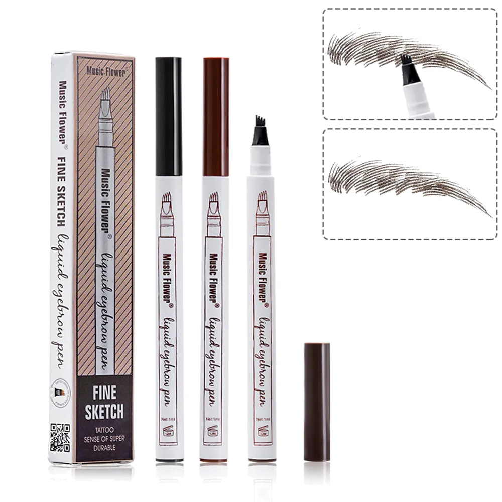 Dark Brown Eyebrow Pencil Microblading Eyebrow Tattoo Pen Makeup Waterproof  4 Tip Eyebrow Pen Black Liquid Pen Enhancer Cosmetic