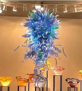 Lamps Museum Art Decoration Hanging LED Chandeliers Elegant Colorful 100% Hand Blown Murano Stained Glass Large Chandelier