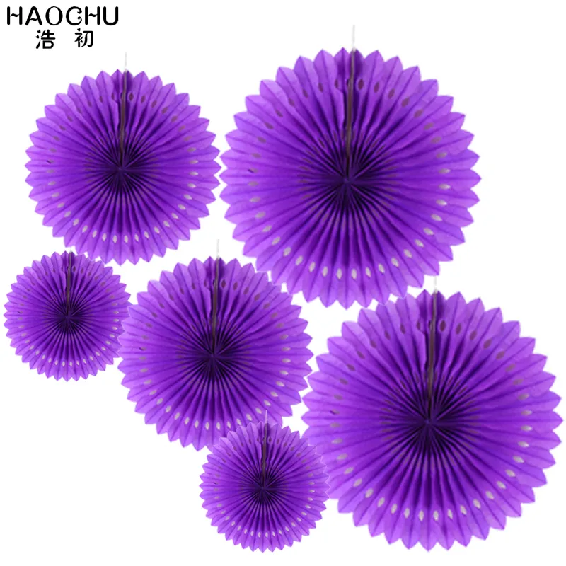 HAOCHU 1 Juego azul oscuro 6 unids/lote abanicos de papel calado flor decoraciones para fiesta de cumpleaños niños recuerdos para la boda de Año Nuevo