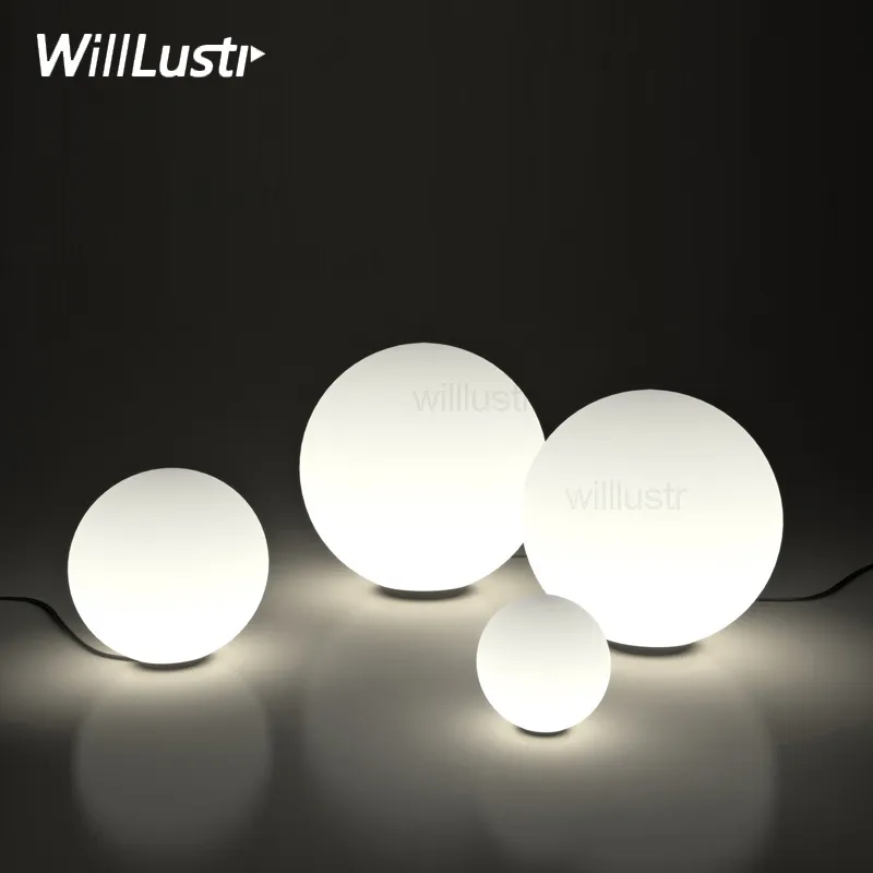 Nowoczesne LED Lampa Stołowa Okrągły Kulka Globe Oświetlenie Frosted Mleko Białe Lampshade Desk Light Glass Ball Szkło Dyfuzor Nocna sypialnia Lampa