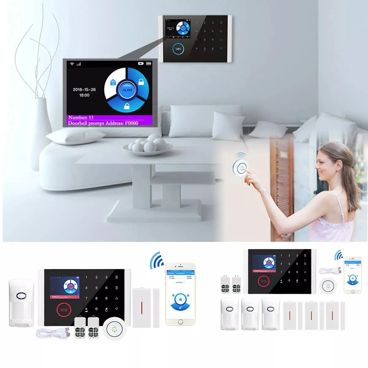 Home WiFi GSM GPRS Home Security Alarm System Auto Dialing + PIR-sensor - A