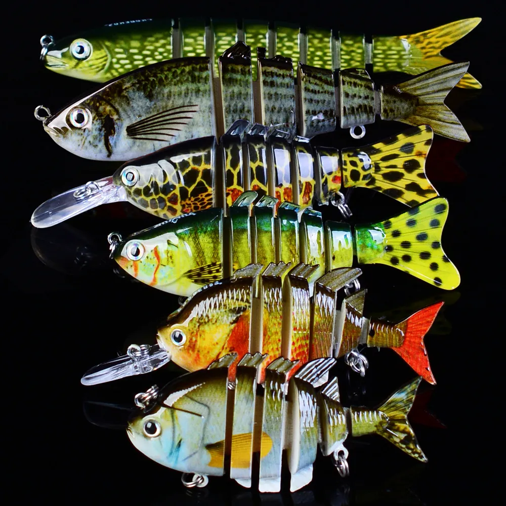 6Pcs/Set 1x 8/1x6 Sections Fishing Lure 6# 8# Fish Hook Swimbait bait Artificial Bass Baits