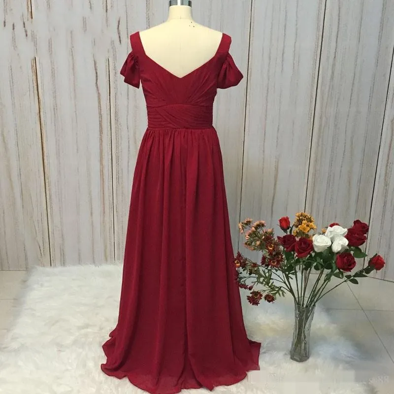 dark red chiffon bridesmaid dresses Dark Burgundy Red Bridesmaid Dresses