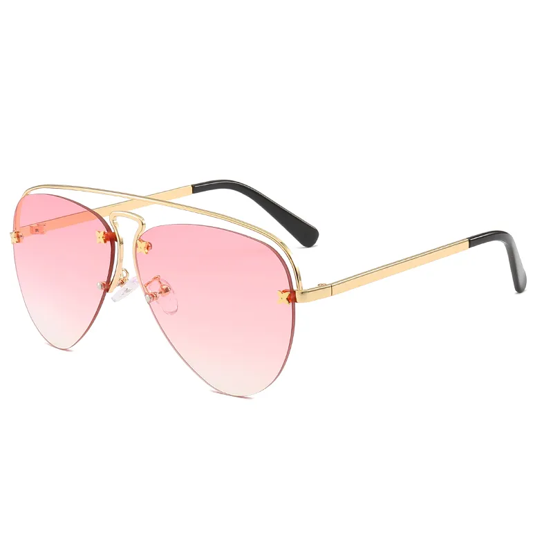 ROYAL GIRL Retro ovale Sonnenbrille Damen New Brand Designer fünfzackigen Stern Sonnenbrille Damen Herren Metall rahmenlose Sonnenbrille HD Objektiv