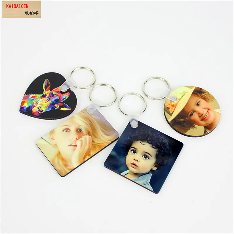 100Pcs MDF Sublimation Blanks Keychain Bulk, Sublimation Keychain Blanks  with Key Ring Double-Sided for DIY 