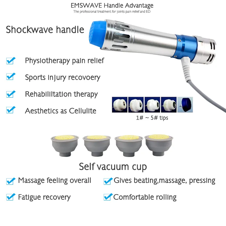 5 transmitters 2,000,000 shots portable shockwave shock wave therapy ED treatment joints pain relief muscle stimulation machine EMSWAVE