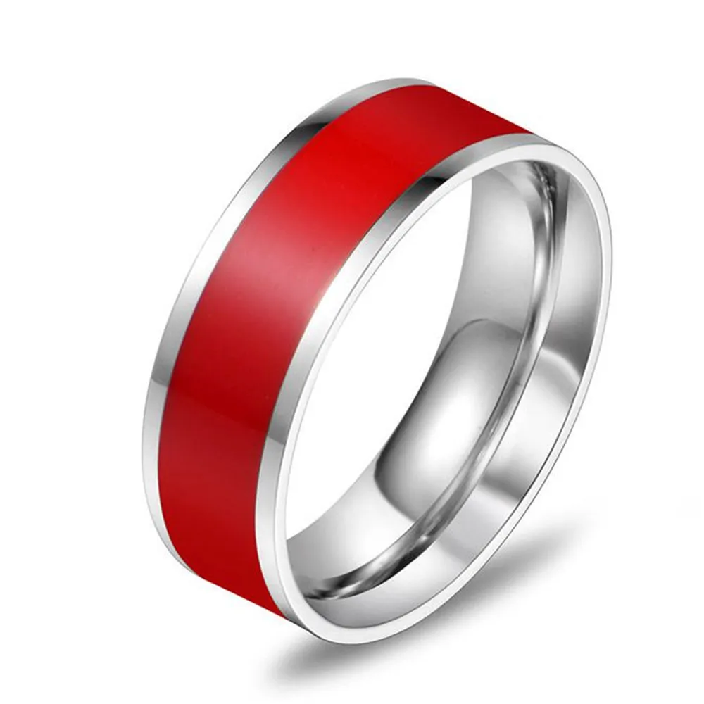 Anello dita in acciaio inox per uomini gioielli moda partito regalo anniversario classico accessori semplici rosso bianco nero 558