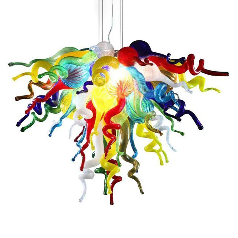 Contemporary Lamp Ceiling Lights Christmas Decoration LED Light Multi Color Italian Pendant Lamps Handmade Blown Glass Chandelier 28 Inches