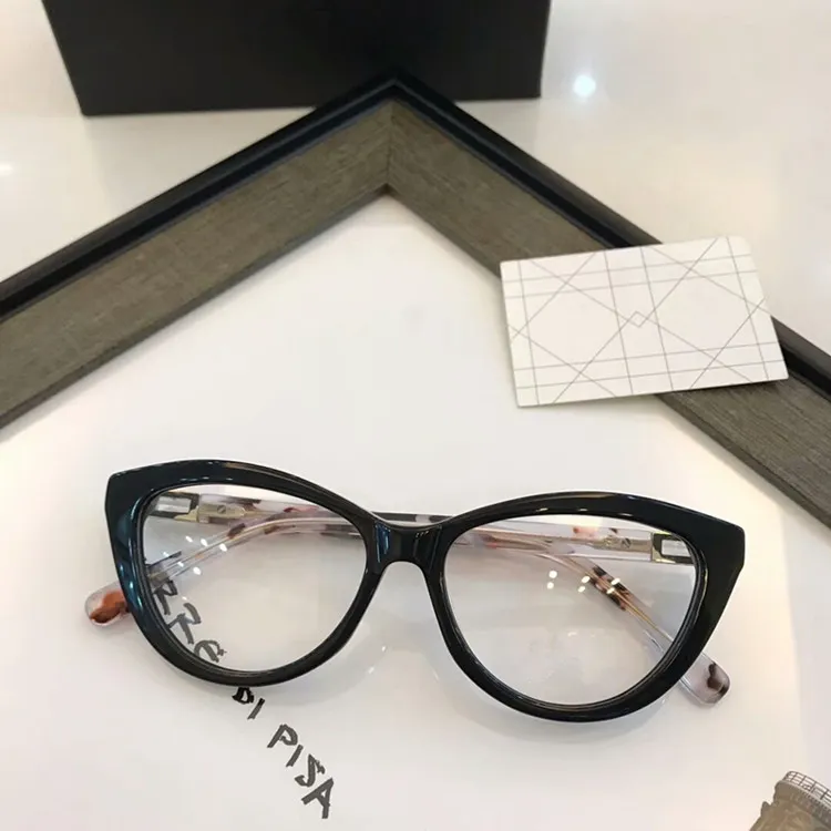 Den nya DC3569 Snygg och elegant damen Small Cat Eye Glasses Ramkvalitet Pure Plate Complete Set Of Case Prescription Galssses 54-16-140