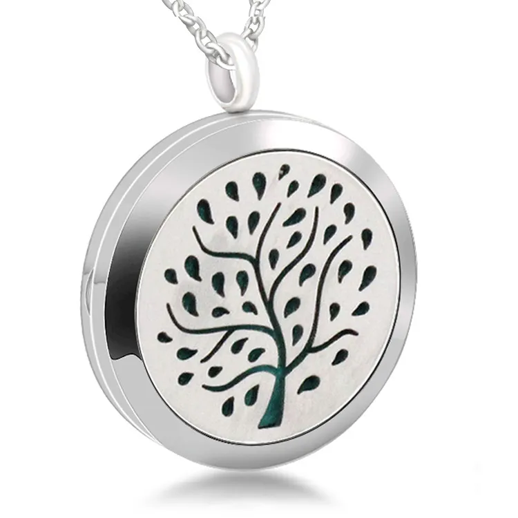 Stainless Steel Hollow 316L Necklace Jewelry Elegant Tree Fashion Pattern Health Perfume Aroma Pendant