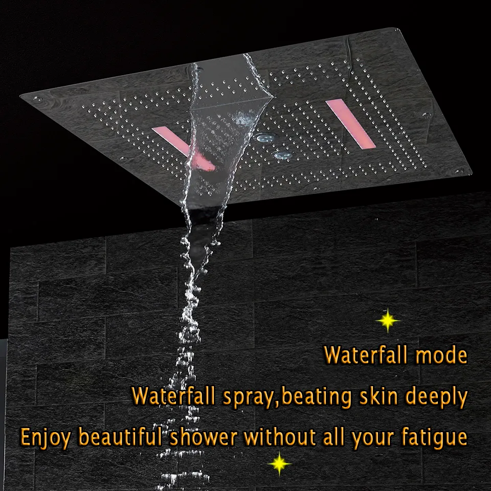 Bathroom Shower System Set Thermostatic Mixer LED Ceiling Shower Head ...