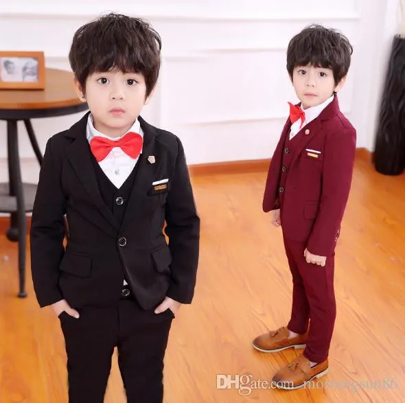 ホットセール子供服春と秋の男の子のスーツ韓国語版子供新年スーツ 3 点セット コート ベスト パンツ