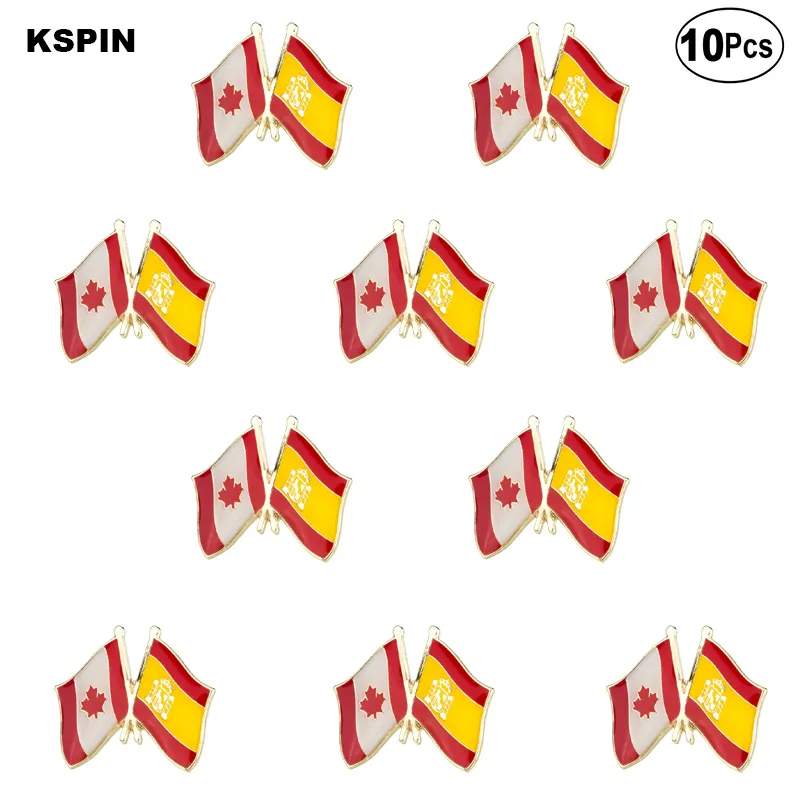 Kanada İspanya bayrağı yaka pin bayrak rozeti broş pins rozetleri 10 adet bir lot